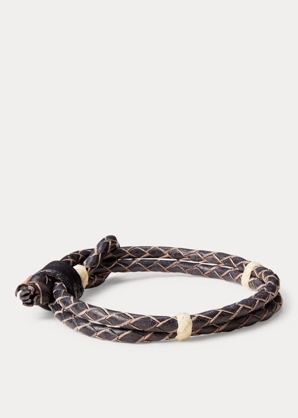 Gemelos Ralph Lauren Hombre Marrom - Braided Leather - AZELW6205